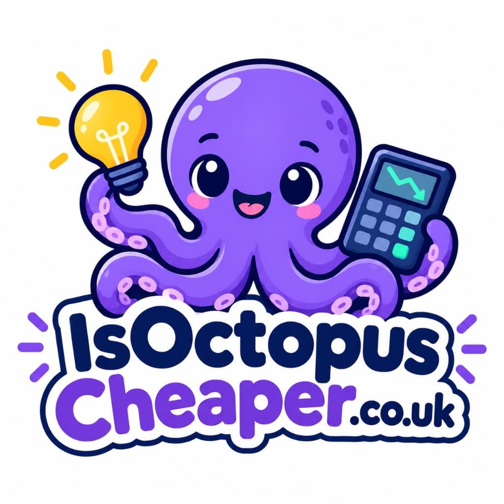 Is Octopus Cheaper — friendly octopus with lightbulb and calculator